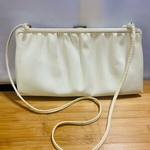 Vintage Mardane White Leather Clutch Bag